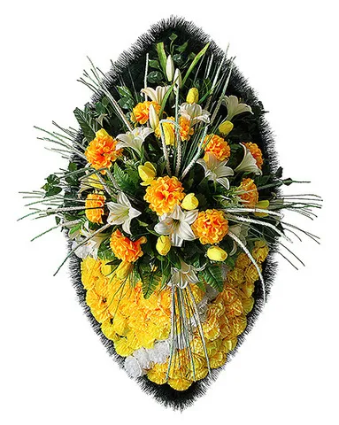 Элитный ритуальный венок из сезонных искусственных цветов в Алматы