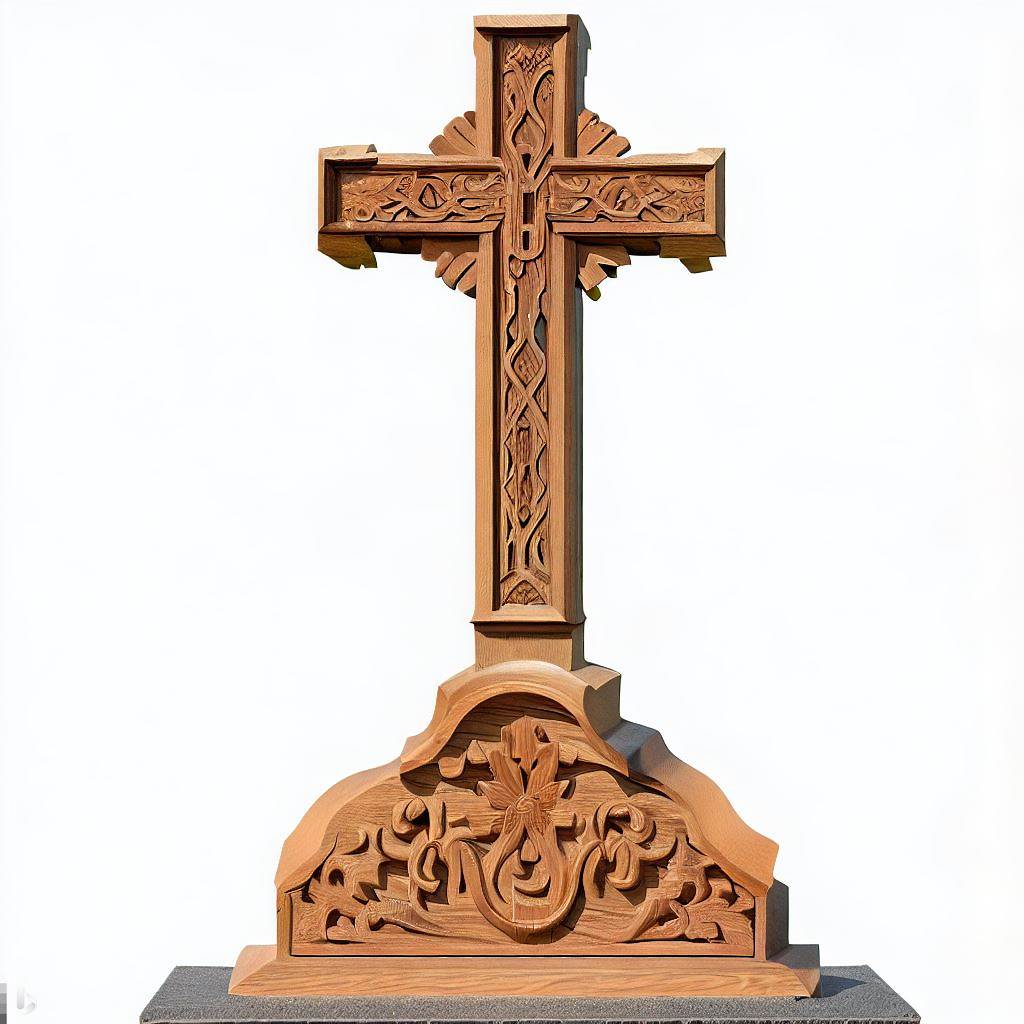 Деревянный резной надгробный крест из дуба в Алматы