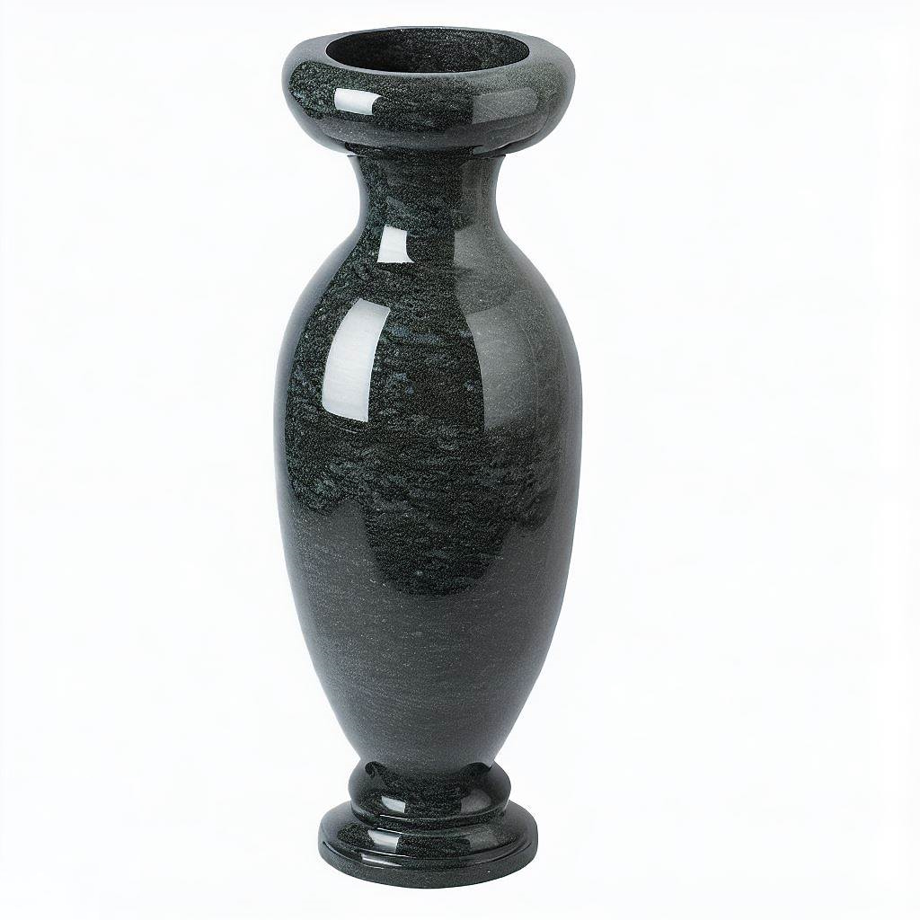 Купить вазу для кладбища из черного камня и темно-зеленого гранита в Алматы