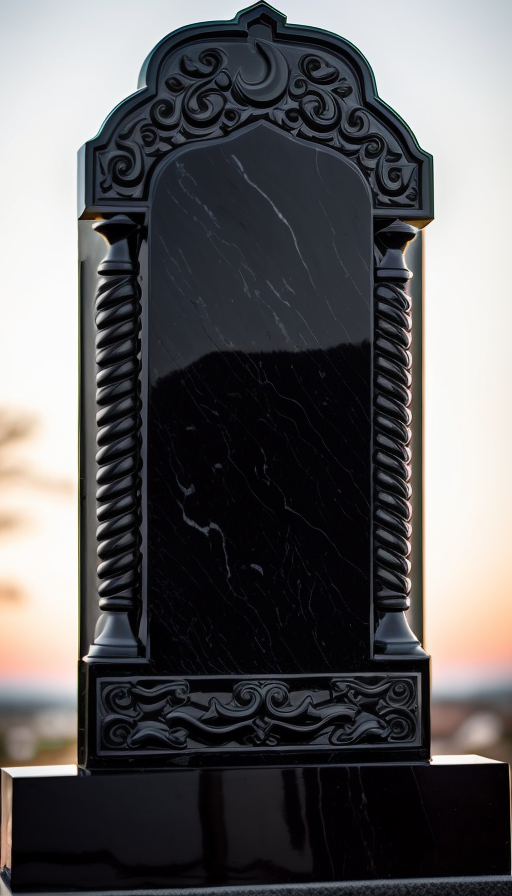 Памятник из черного бельгийского мрамора на заказ в Алматы