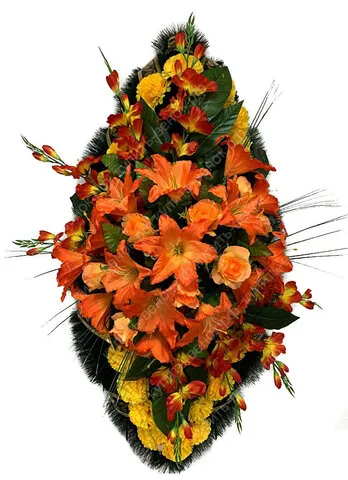 Элитный ритуальный венок из искусственных цветов в Алматы