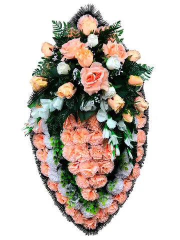 Похоронный венок с искусственными цветами и лентой в Алматы