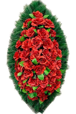 Траурный венок из искусственных цветов с элегантным оформлением в Алматы