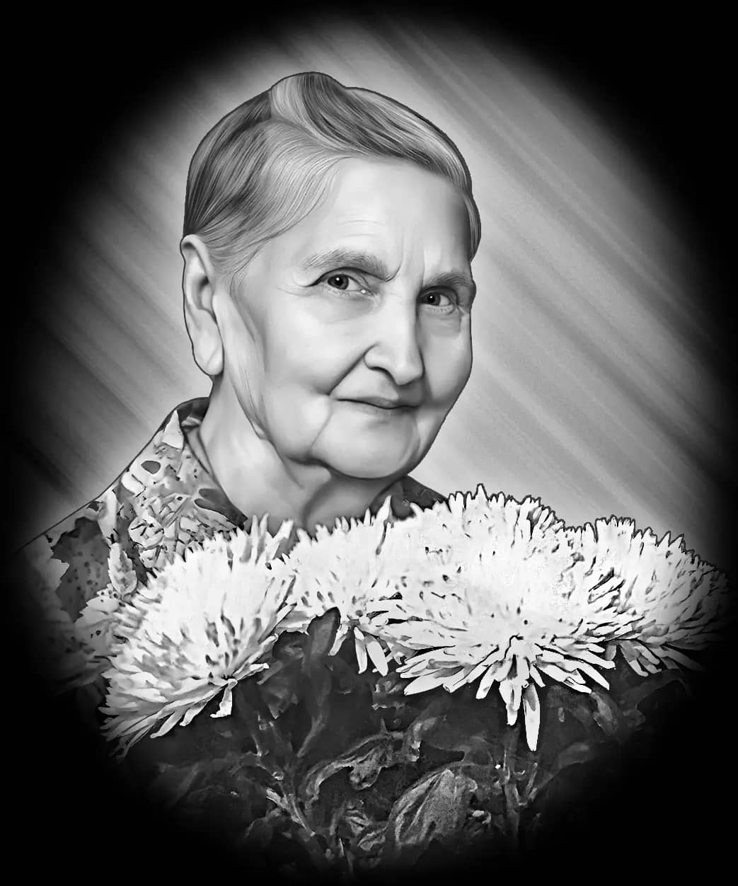 Изображение после ретуши: подготовленный портрет для ударно-гравировального станка по камню