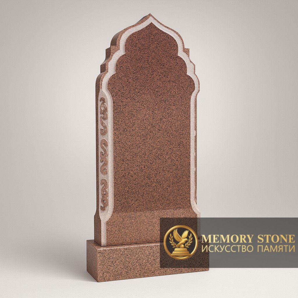 Мусульманский памятник из красного гранита в Алматы