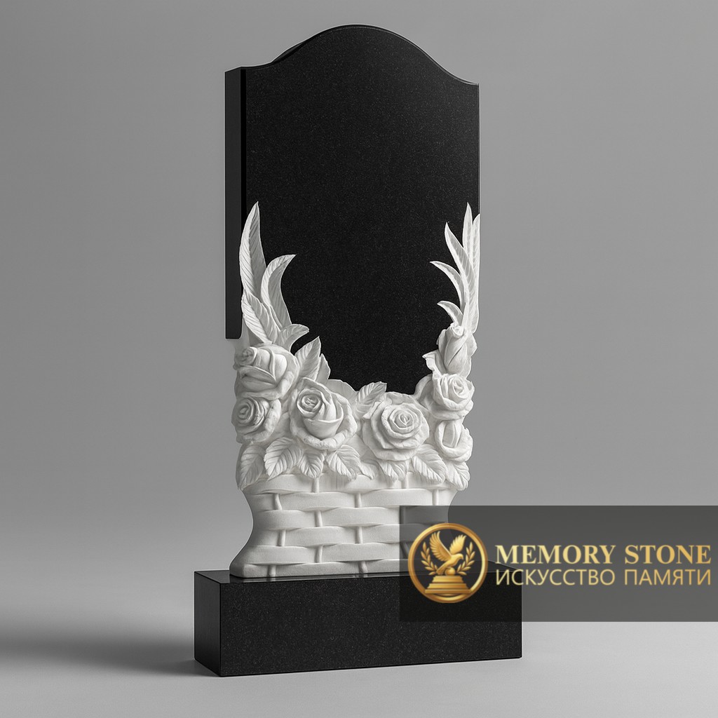 Памятник гранита с резными розами в Алматы — долговечное и стильное решение.