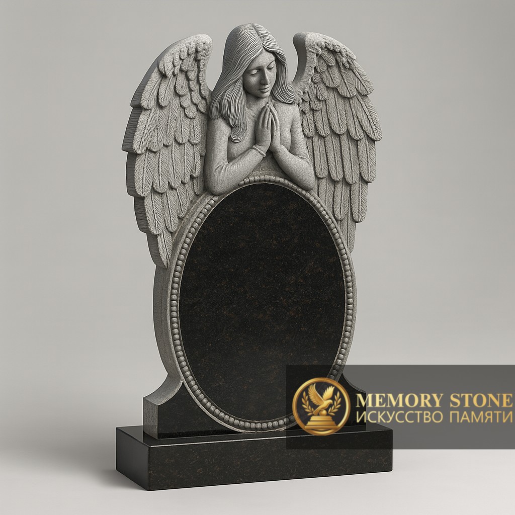 Памятник из гранита с ангелом в Алматы — Долгие годы без потери формы и красоты