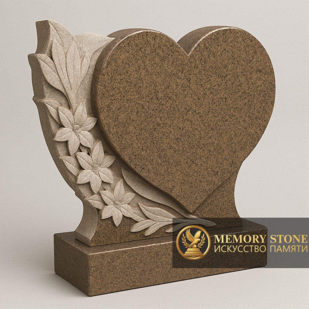 Резной памятник с цветами в виде сердца — Выбор для тех, кто ценит качество и долговечность