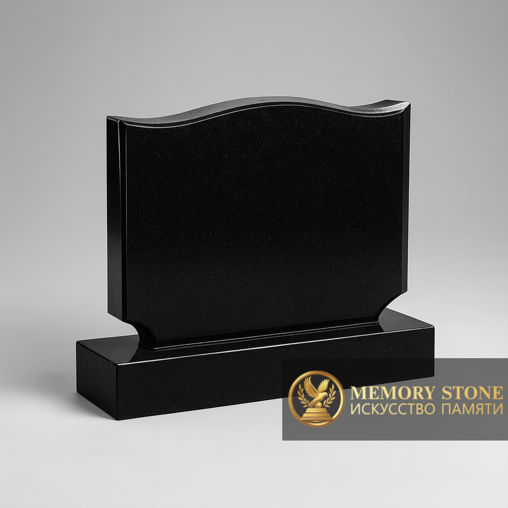 Семейный памятник из черного гранита в Алматы — Благородная простота форм