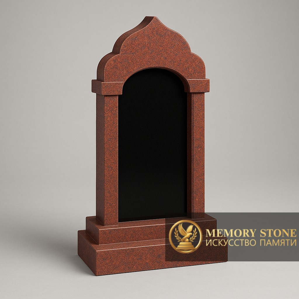 Памятник арка из красного гранита — Совершенные пропорции и аккуратная отделка