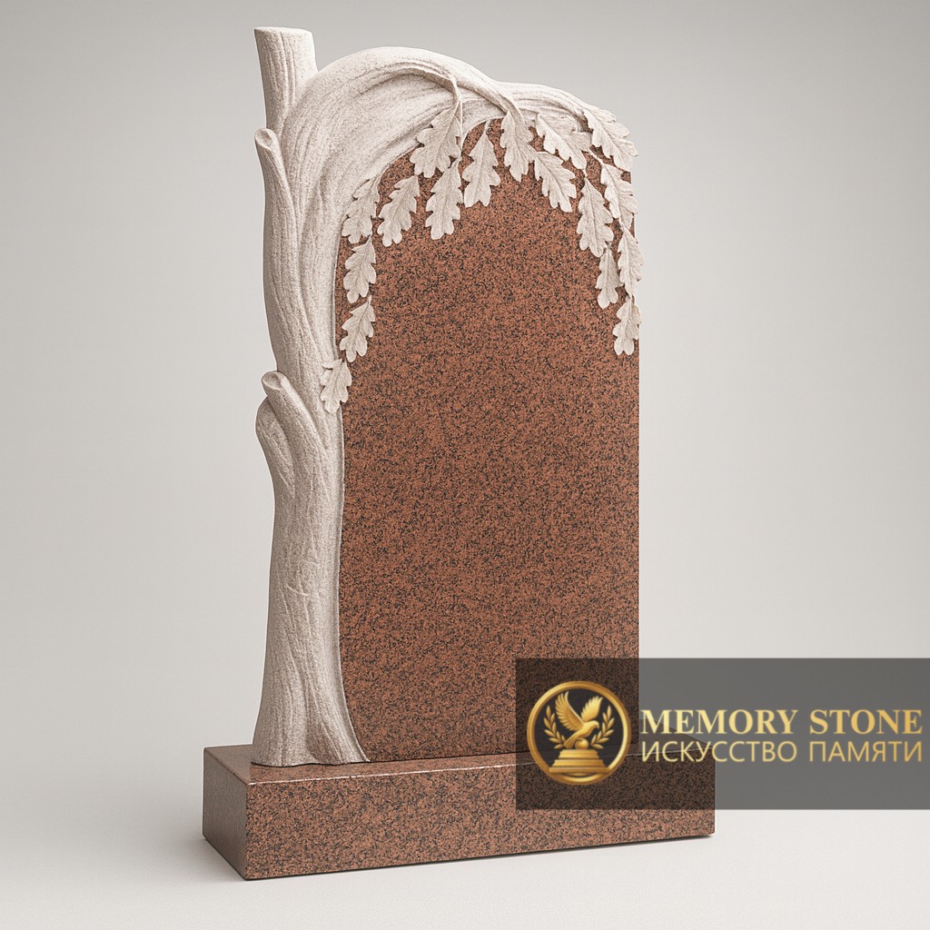 Памятник на могилу с резным деревом в Алматы — Гармония цвета и формы