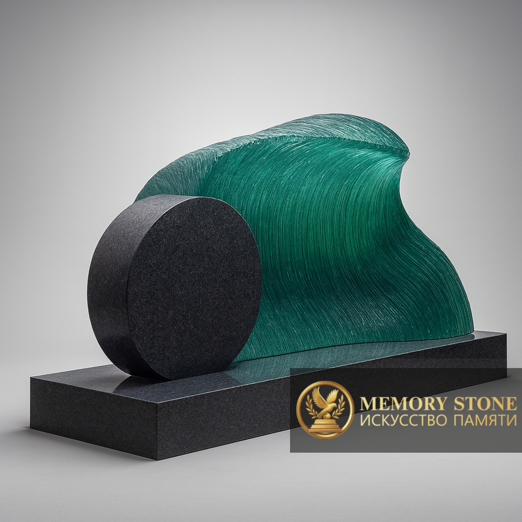 Семейный памятник из стекла "Волна" — Надёжное исполнение мастеров
