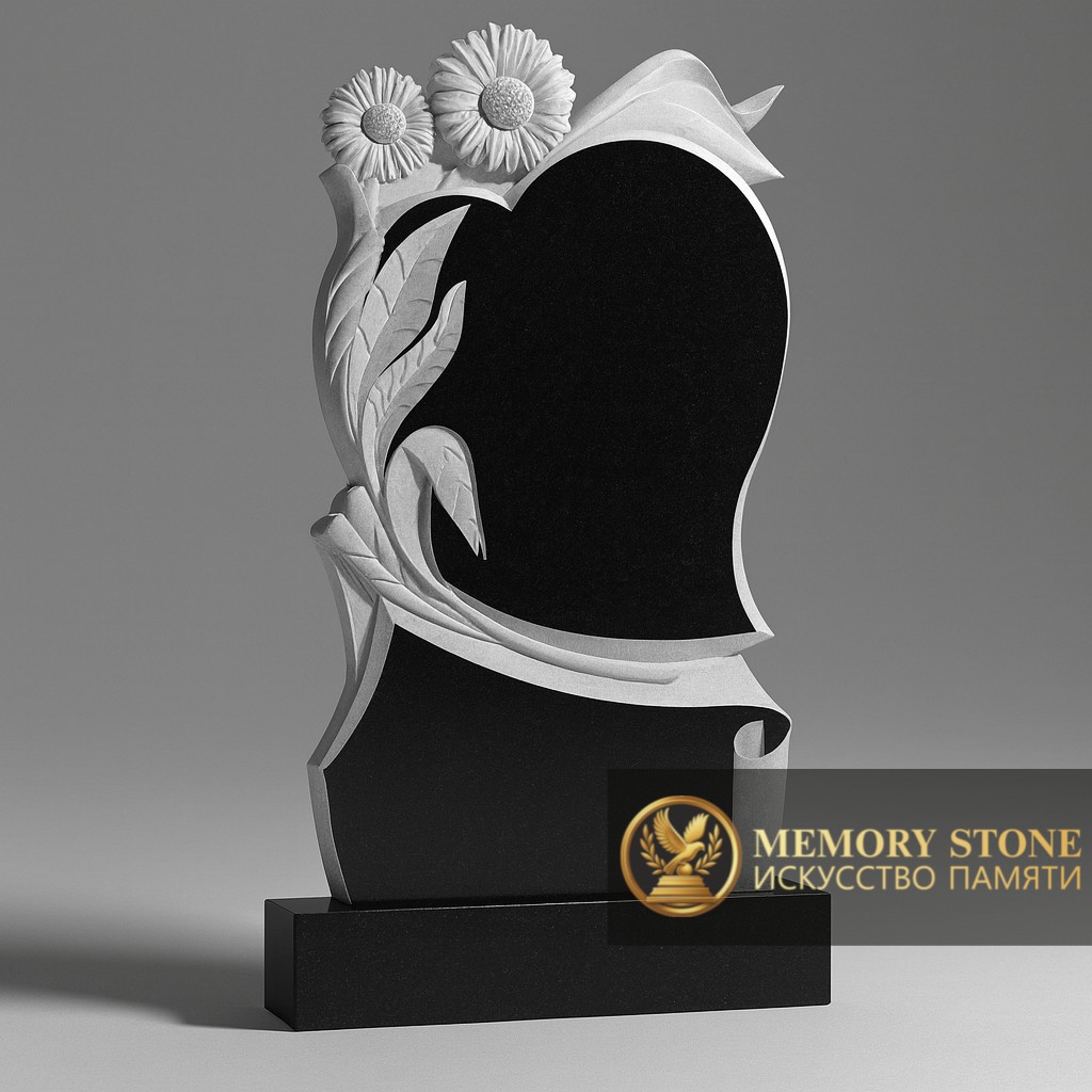 Памятник сердце с резными цветами в Алматы — Каждая грань — отражение мастерства и уважения