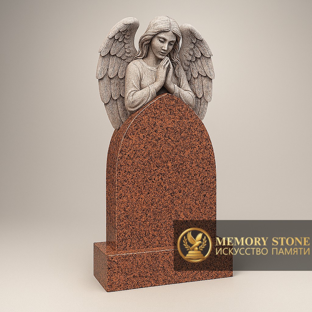 Памятник с ангелом из гранита "Кордай" в Алматы — Роскошный вид без излишеств