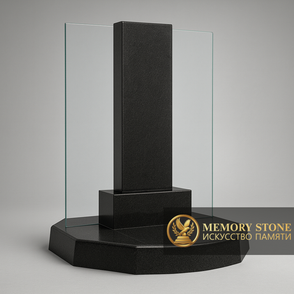 Комбинированный памятник из стекла — Выразительный контраст оттенков