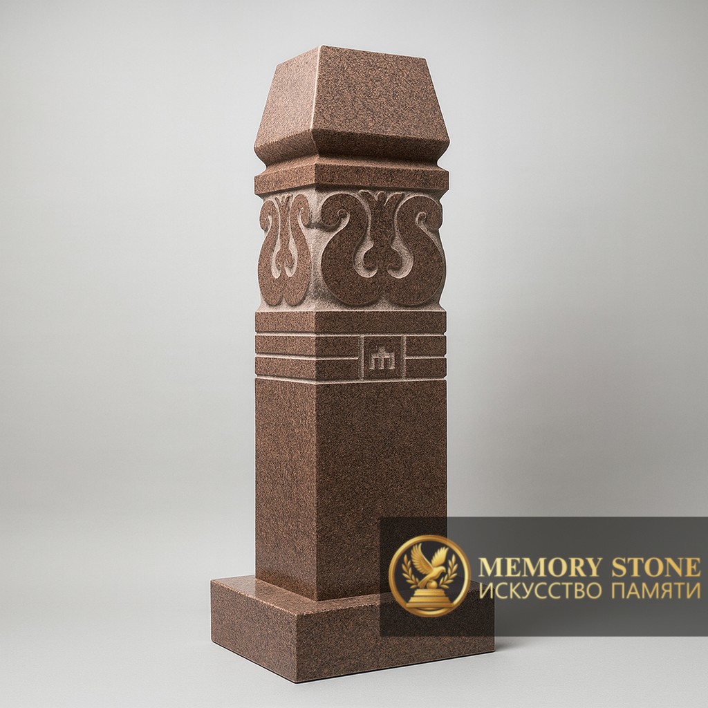 Памятник обелиск коричневый гранит — Природная текстура и художественная форма