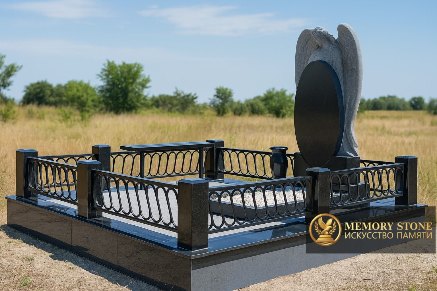 Памятник с оградой из гранита в Алматы