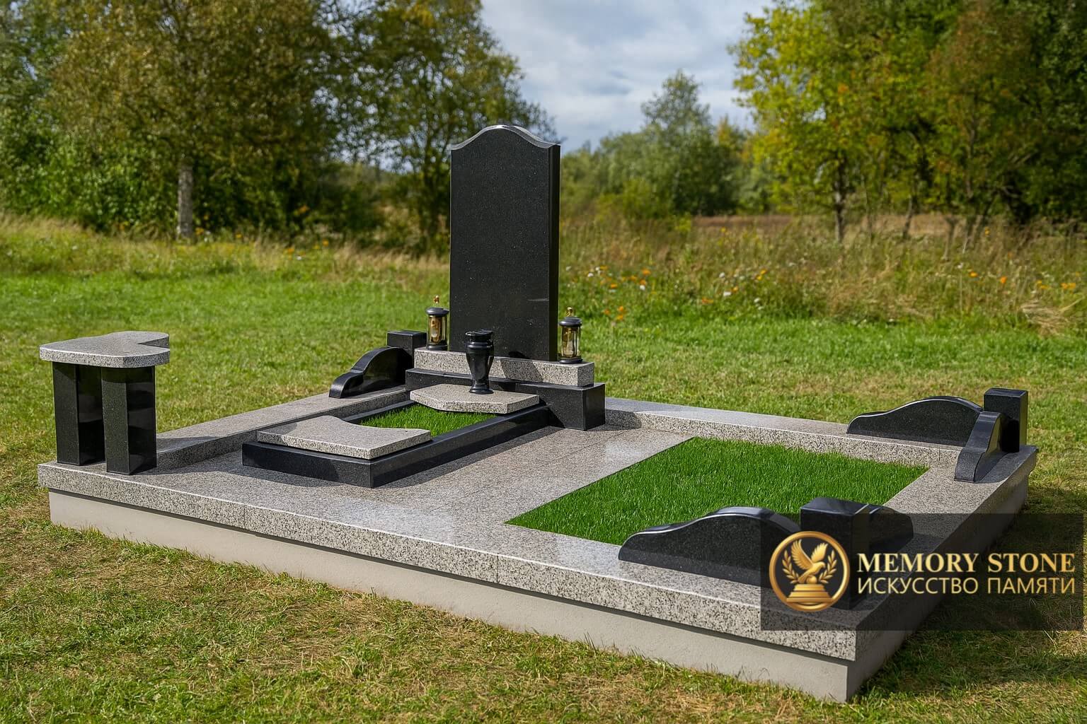 Классический надгробный мемориал из гранита в Алматы
