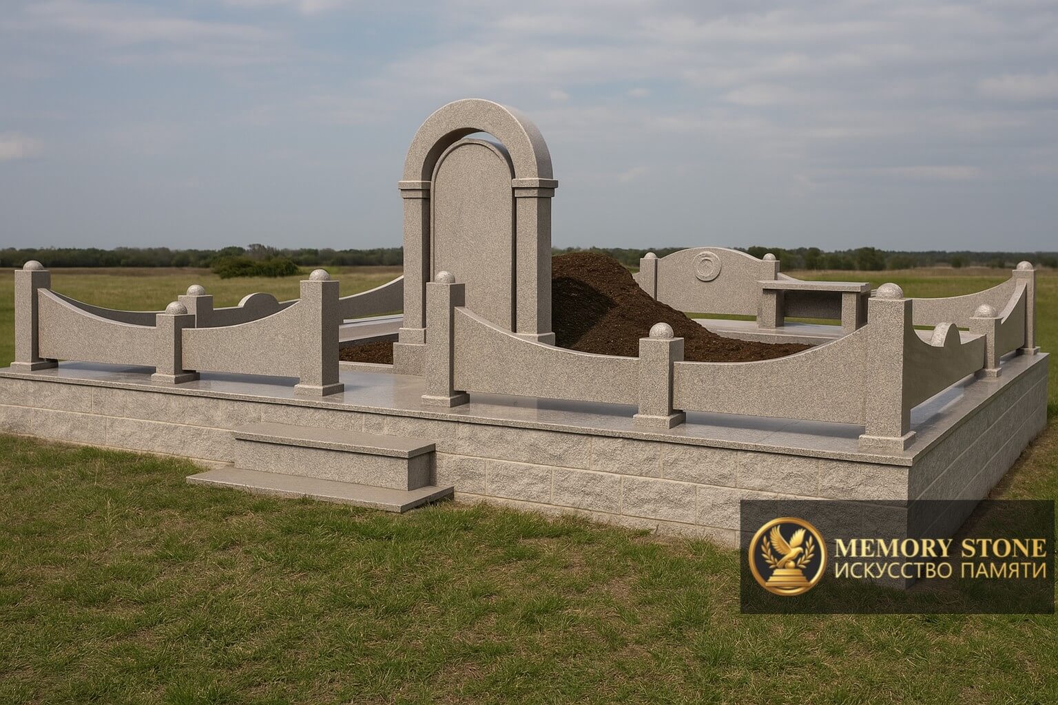 Благоустройство захоронений в Алматы: памятник и ограда из гранита