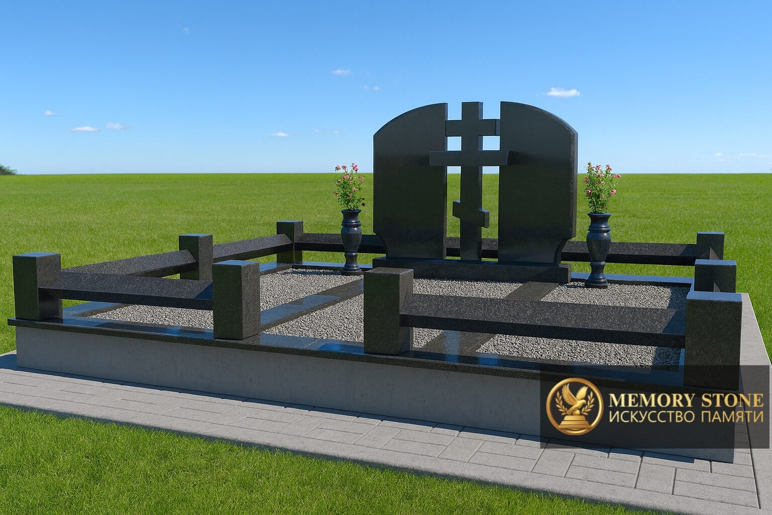 Мусульманский мемориал из черного гранита в Алматы