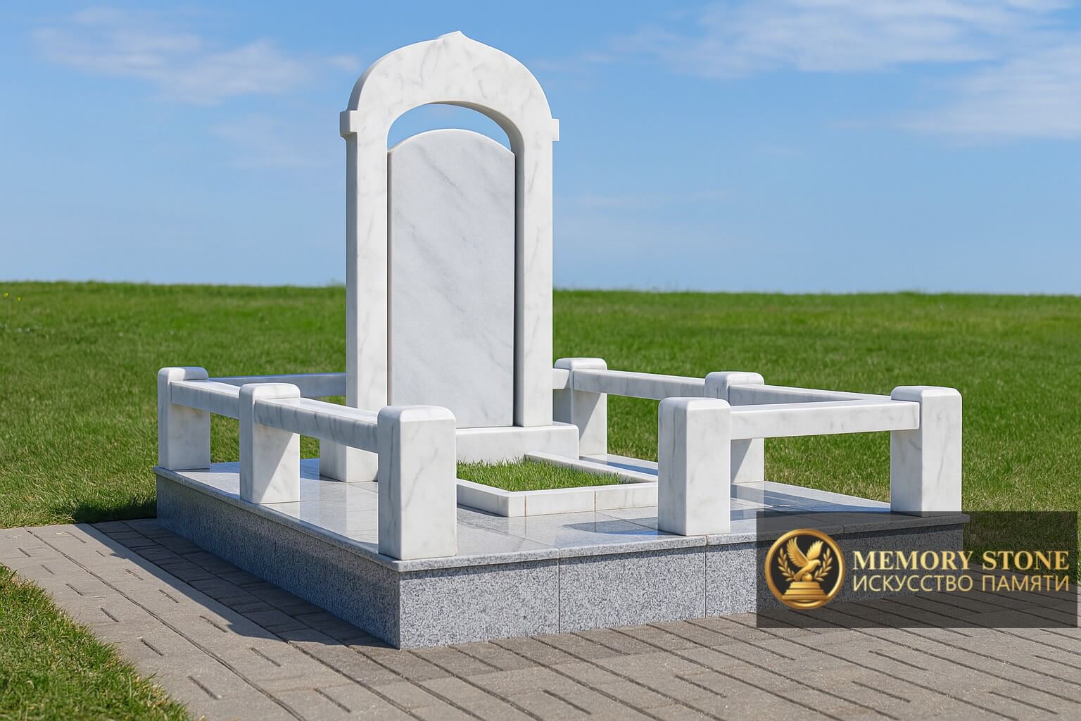 Недорогая ограда на кладбище из гранита на заказ
