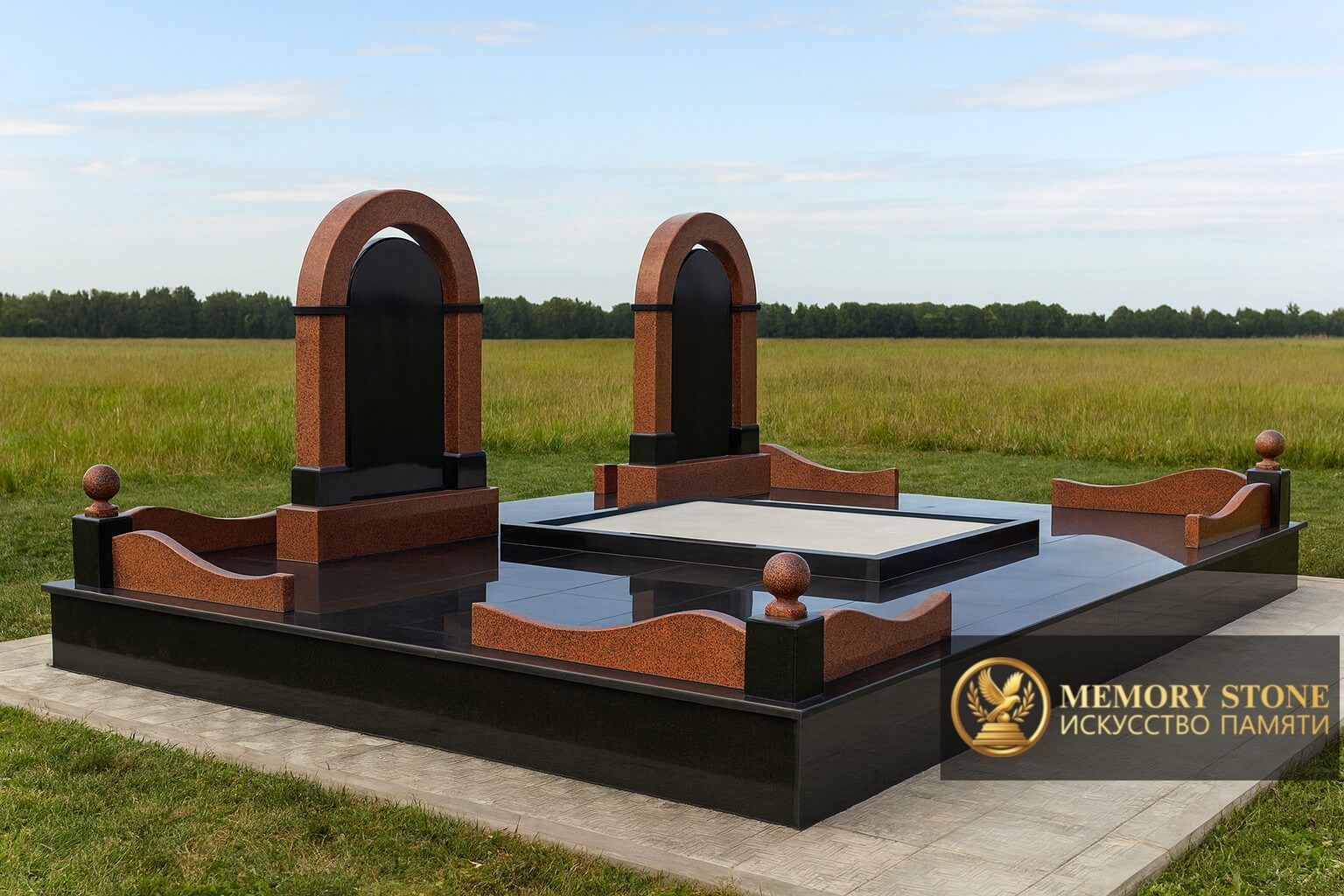 Мемориал из красного гранита купить в Алматы