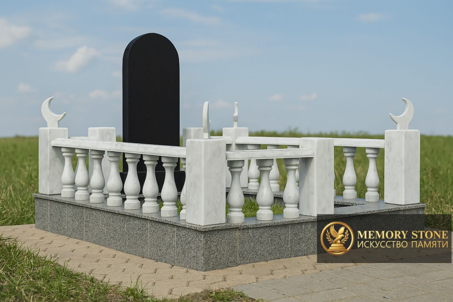 Памятник с оградой из гранита и металла купить в Алматы