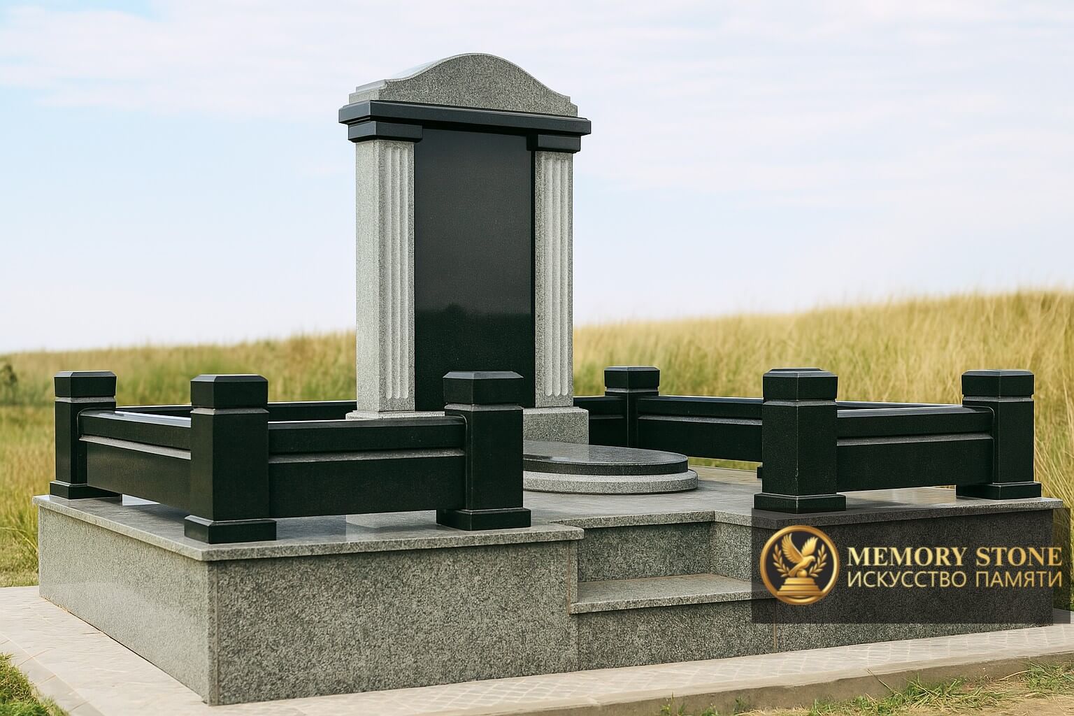 Изготовление гранитных комплексов  из черного гранита на заказ в Алматы