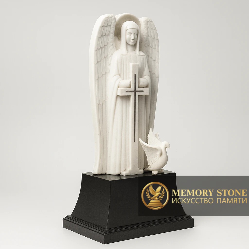 Памятник статуя ангела на подставке — Природная сила, воплощённая в форме