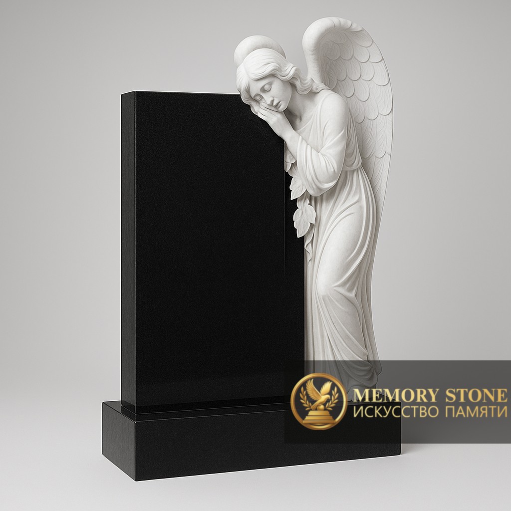 Эксклюзивный памятник с ангелом из мрамора в Алматы — Утончённый стиль и монументальная сила