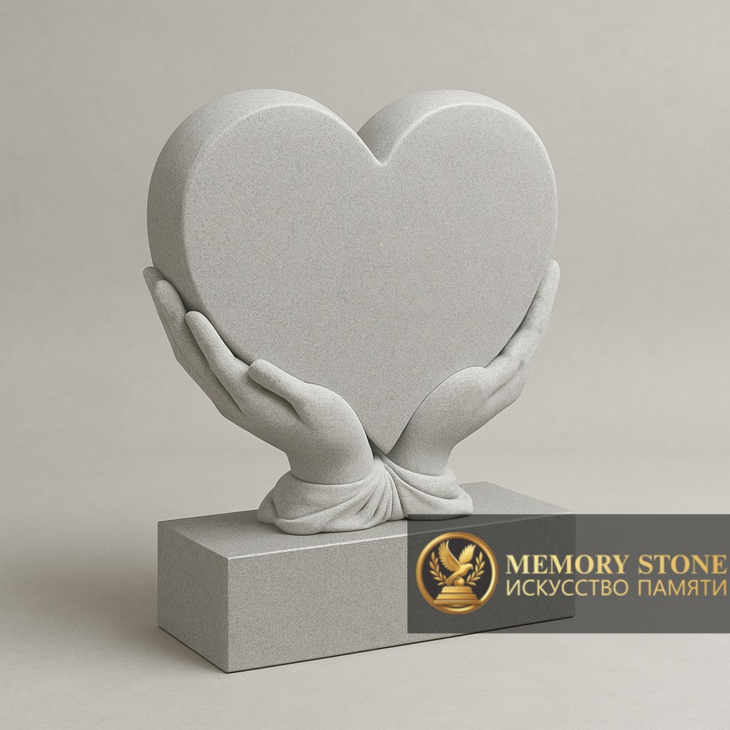 Надгробный памятник виде сердца из мрамора в Алматы — Строгая элегантность для тех, кто ценит качество