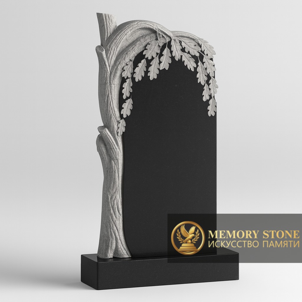 Надгробный памятник с резным деревом в Алматы — Безупречная чистота линий и монументальная стойкость