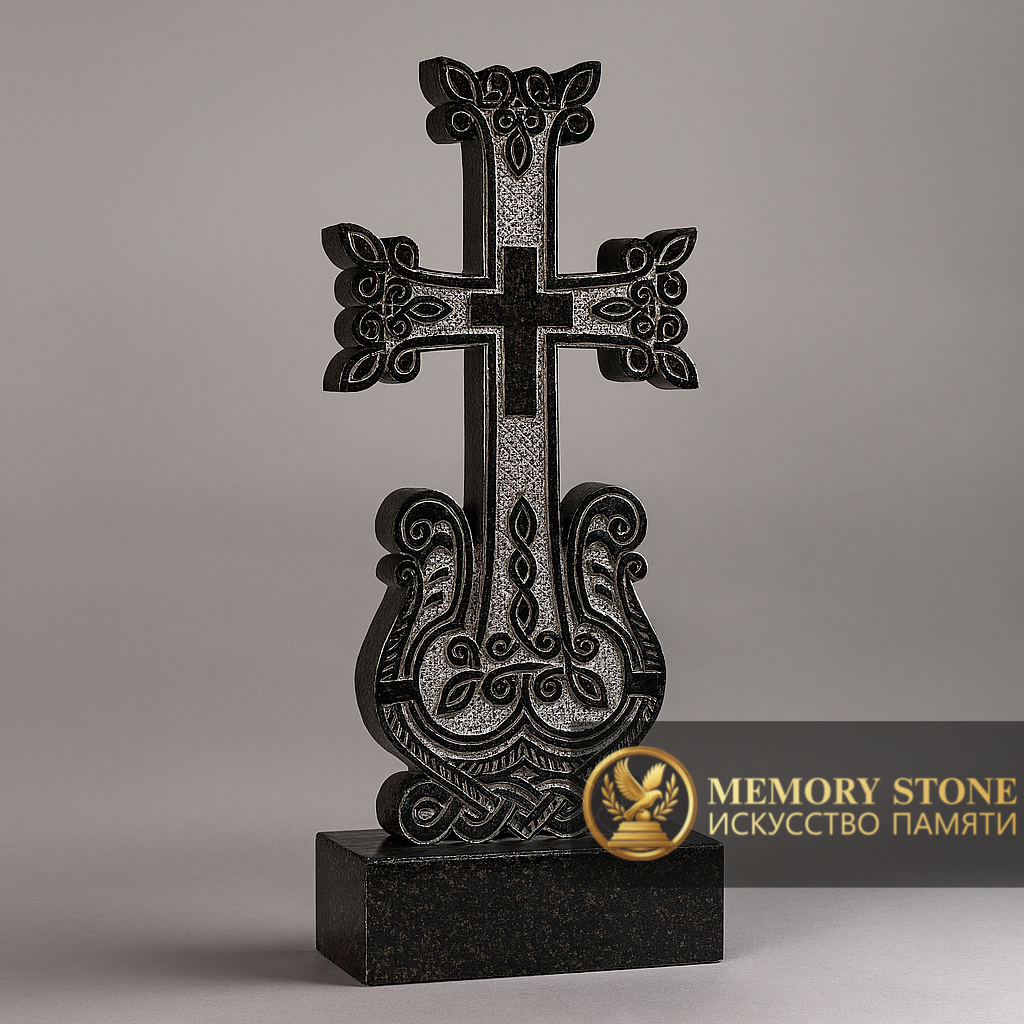 Православный резной памятник в Алматы — Камень, отражающий внутреннее спокойствие