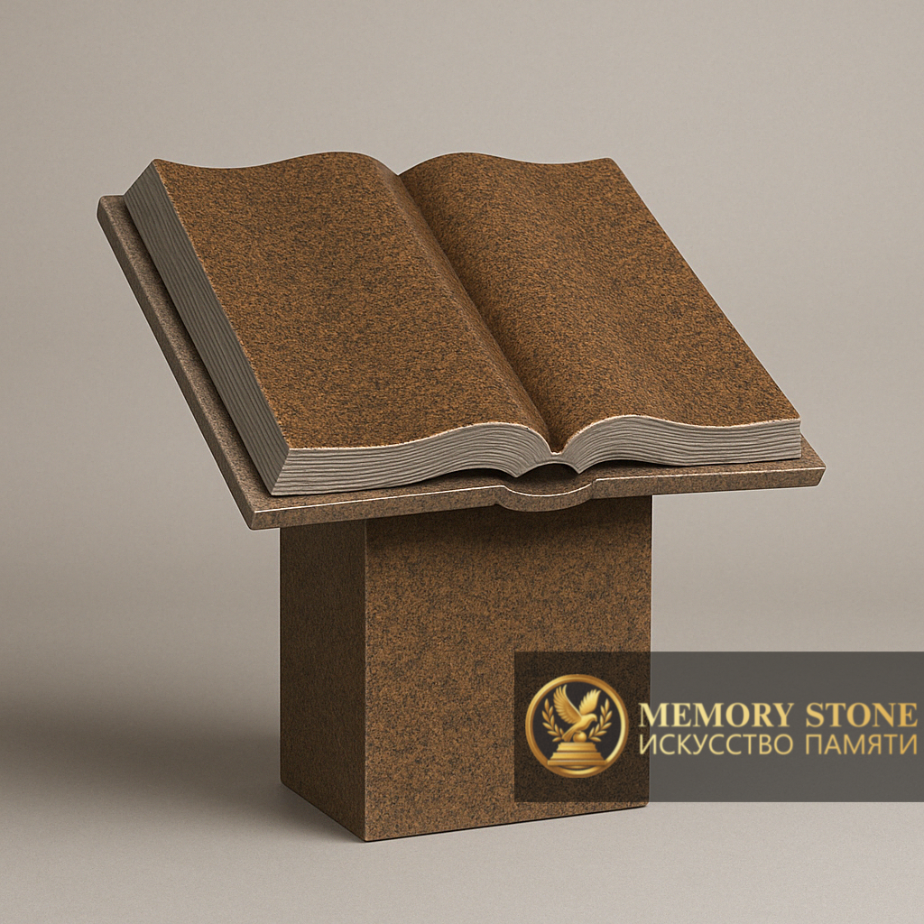 Элегантный памятник в форме книги — олицетворение вечной памяти и мудрости