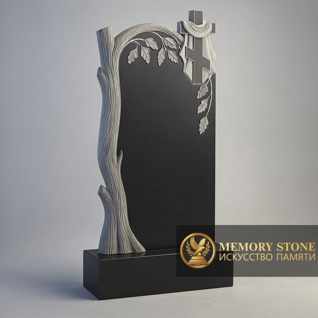 Резной памятник из гранита с изящными линиями и благородным контуром в Алматы