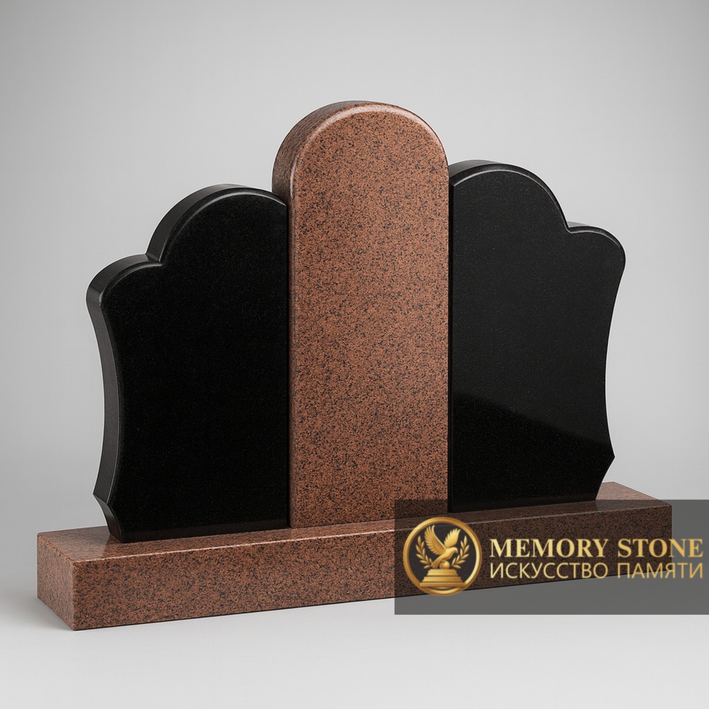 Составной семейный памятник с благородной текстурой гранита в Алматы