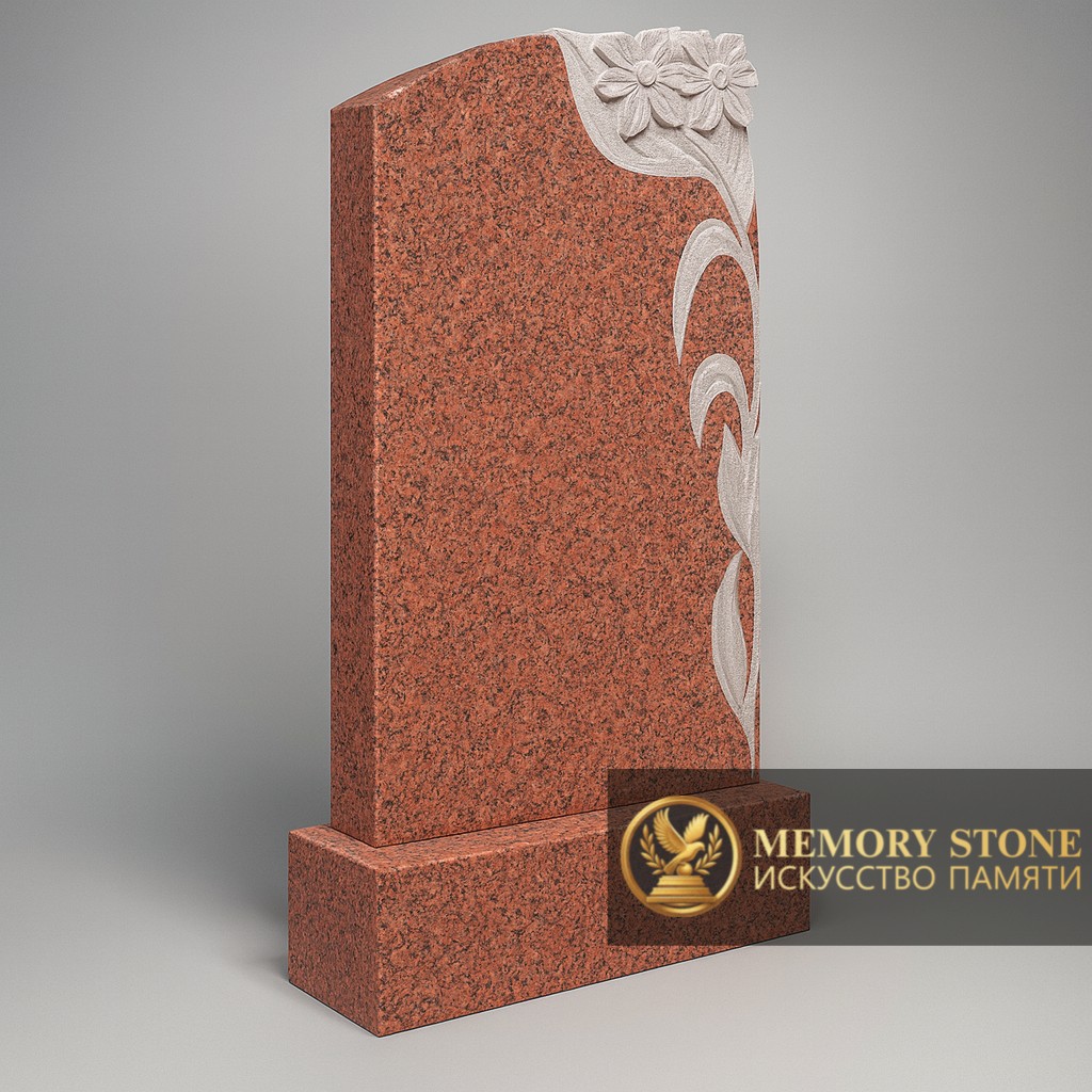 Резное надгробие из гранита Курдай с цветами — природная красота и аккуратная работа