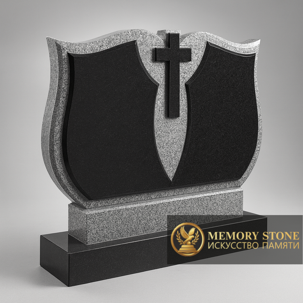 Семейный православный памятник с крестом — гармоничное исполнение в Алматы