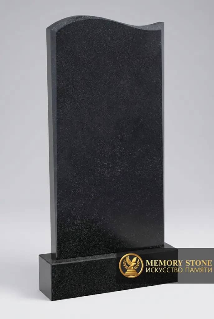 Класический черный гранитный памятник с волной BG22
