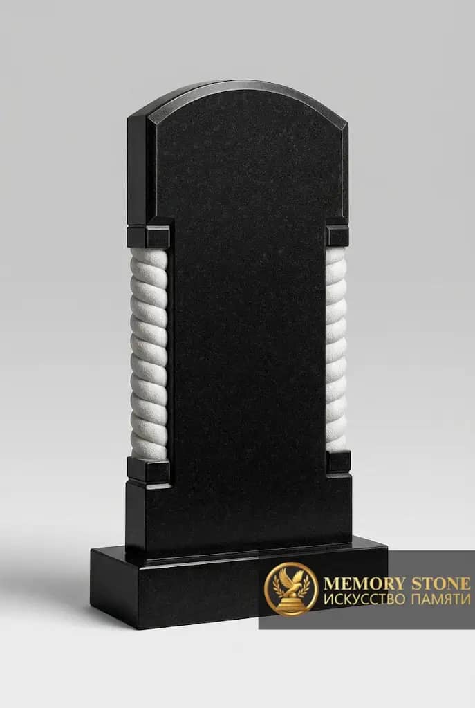Резной ритуальный памятник из черного гранита BG39