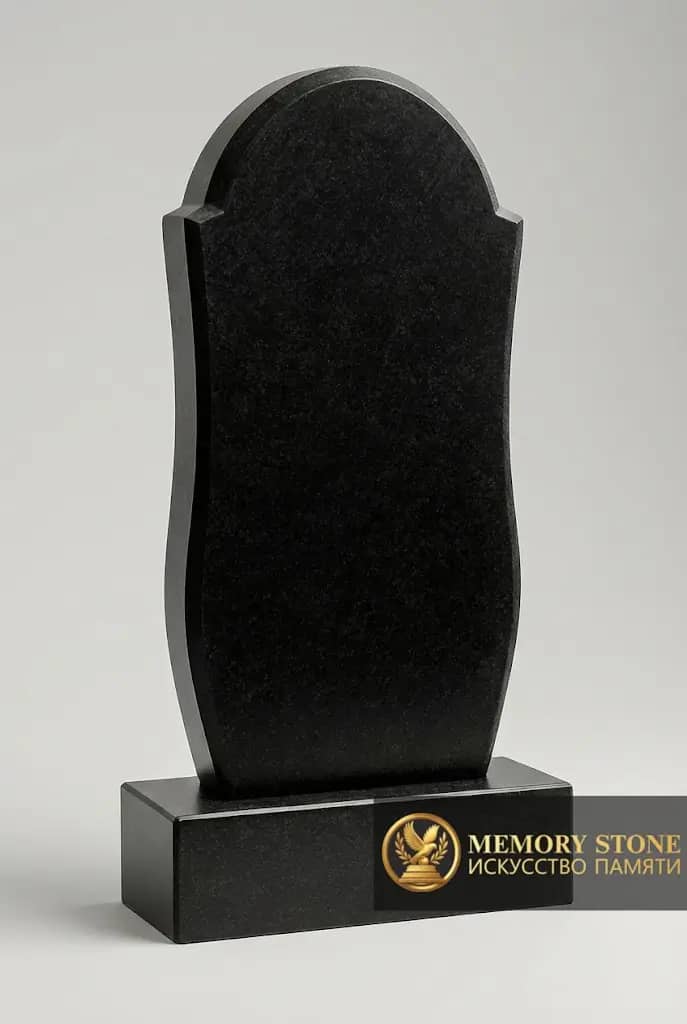 Полукруглый памятник из черного камня BG07