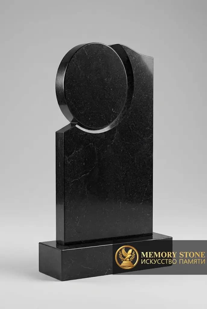 Памятник черный гранит с местом под круглый медальон BG12