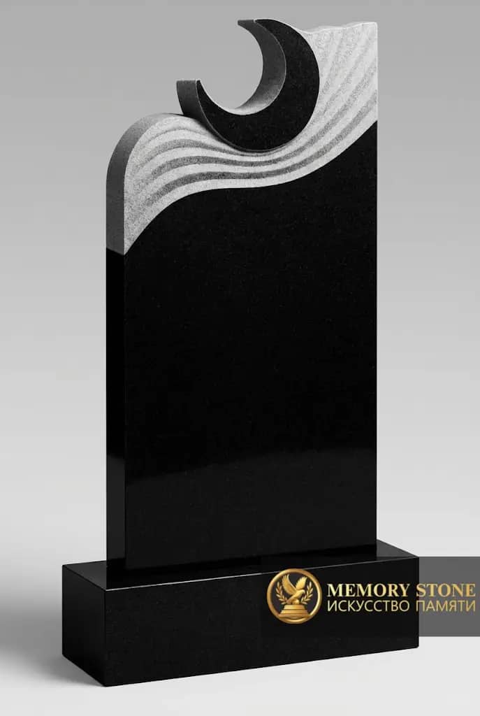 Черный надгробный памятник из базальта BG19