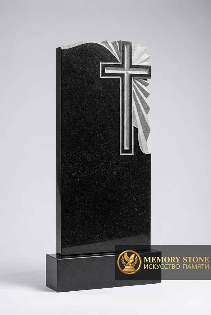 Черное христианское надгробие BG27