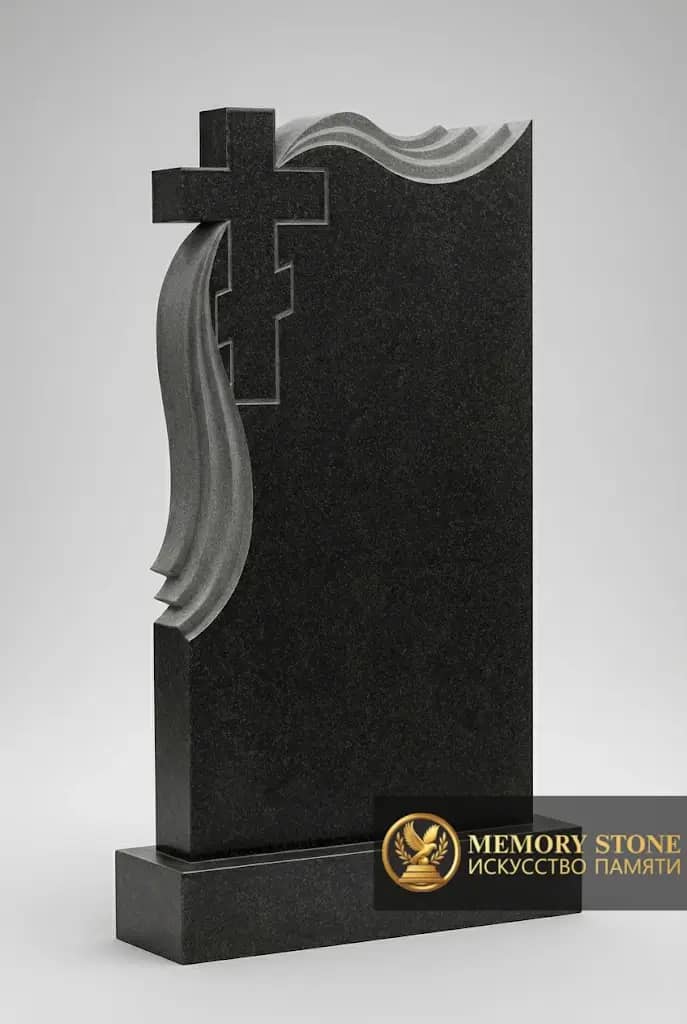 Памятник с православным крестом черного цвета BG40