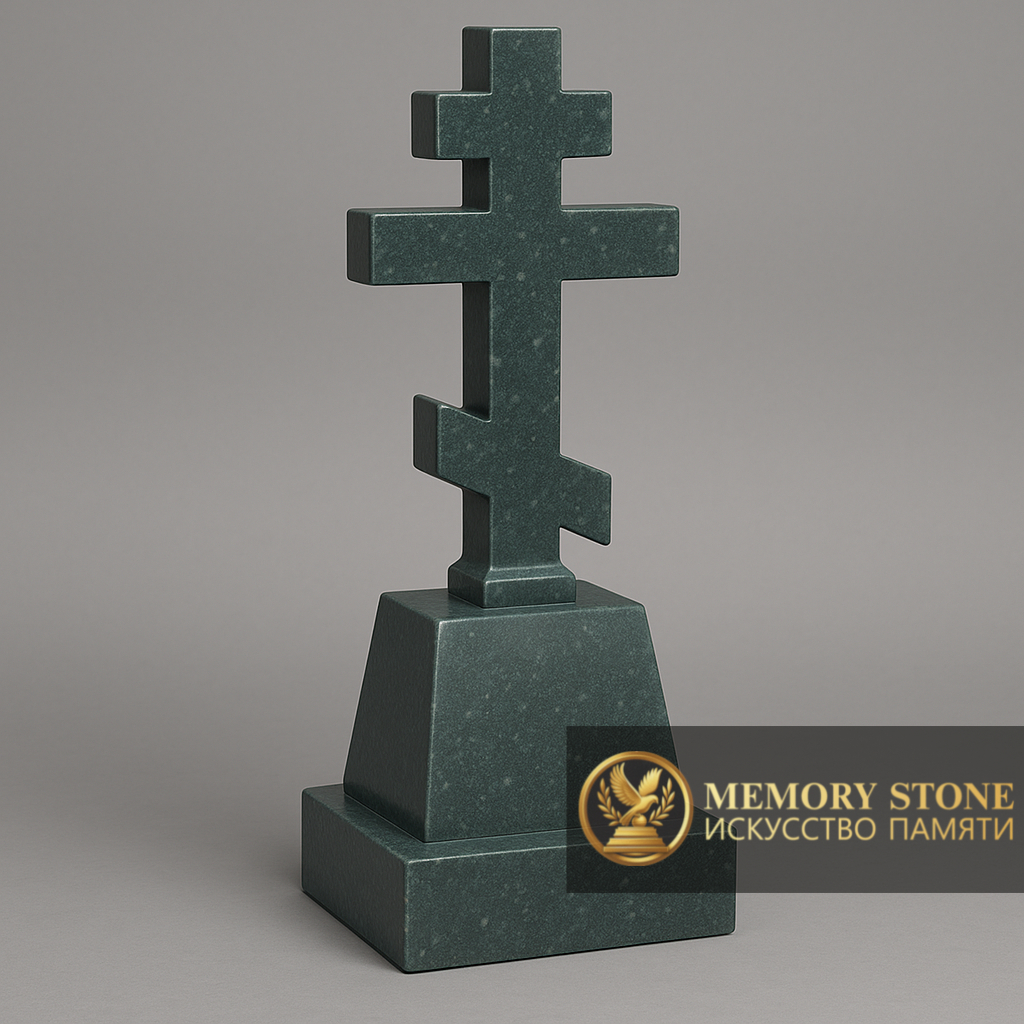 Ритуальный крест из зеленого натурального камня восьмиконечный
