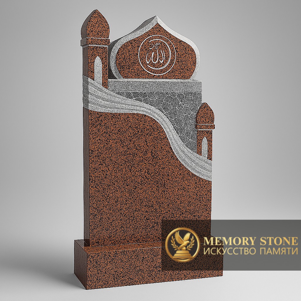 исламское комбинированное надгробие с изображением мечети и минарета