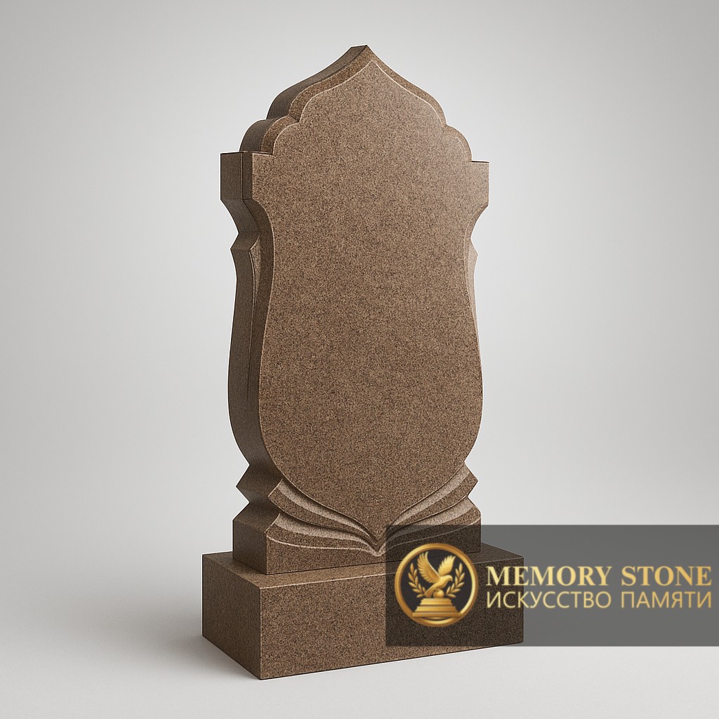 Памятник мусульманский форма минарета коричневый камень