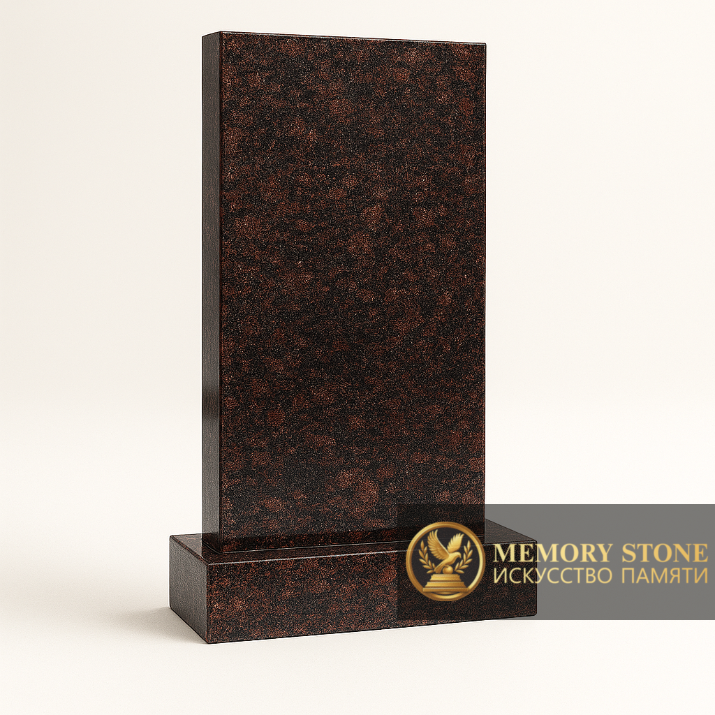 Лаконичный вертикальный памятник прямоугольной формы коричневый