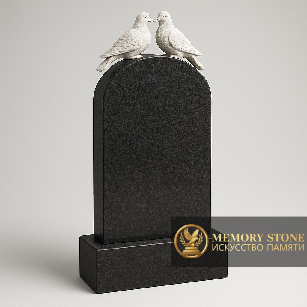  черное надгробие с птицами из белого мрамора на макушке для захоронения